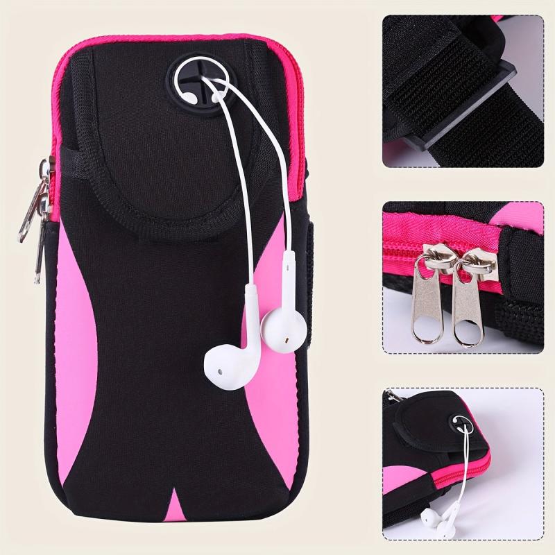 Colorblock Arm Bag Sports Phone Bag with Earphone Hole