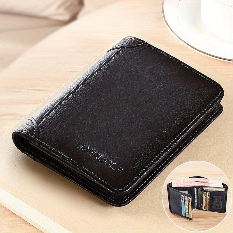 Men's Tri Fold Leather Thin Card Holder
