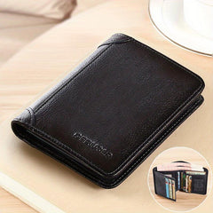 Men's Tri Fold Leather Thin Card Holder