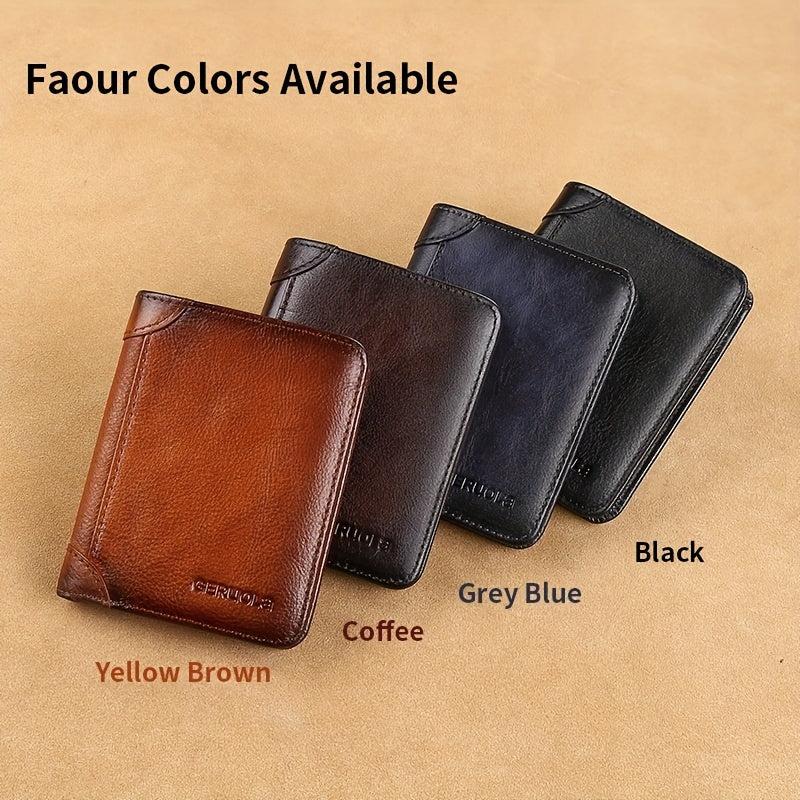 Men's Tri Fold Leather Thin Card Holder