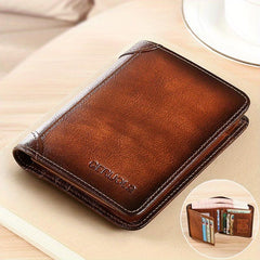 Men's Tri Fold Leather Thin Card Holder