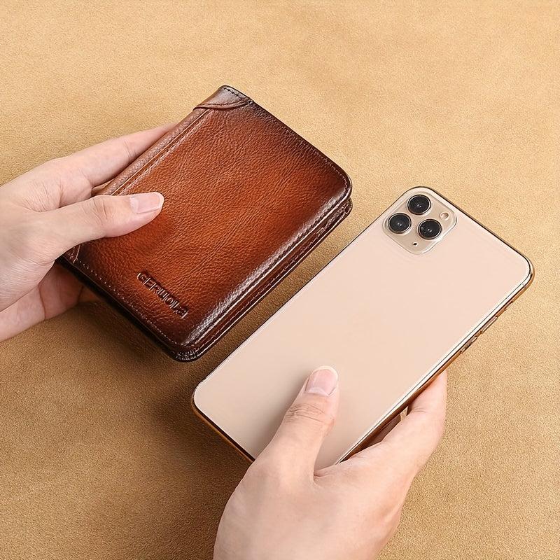 Men's Tri Fold Leather Thin Card Holder