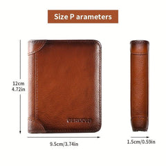 Men's Tri Fold Leather Thin Card Holder
