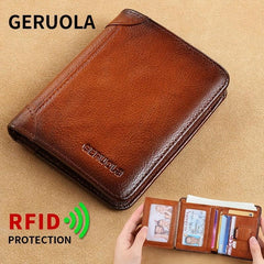 Men's Tri Fold Leather Thin Card Holder
