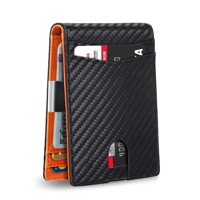Men's RFID Blocking Carbon Fiber Braided Wallet Money Clip