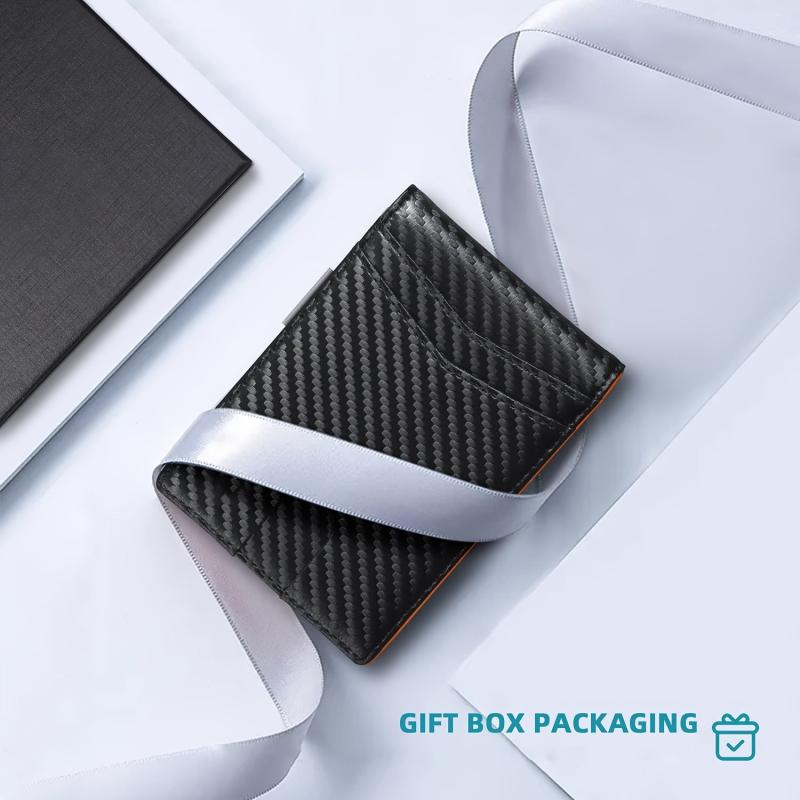 Men's RFID Blocking Carbon Fiber Braided Wallet Money Clip