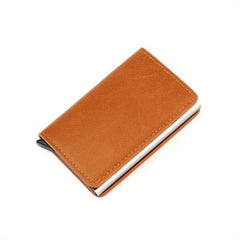 RFID Blocking Leather Credit Card Holder Auto Pop-Up Wallet