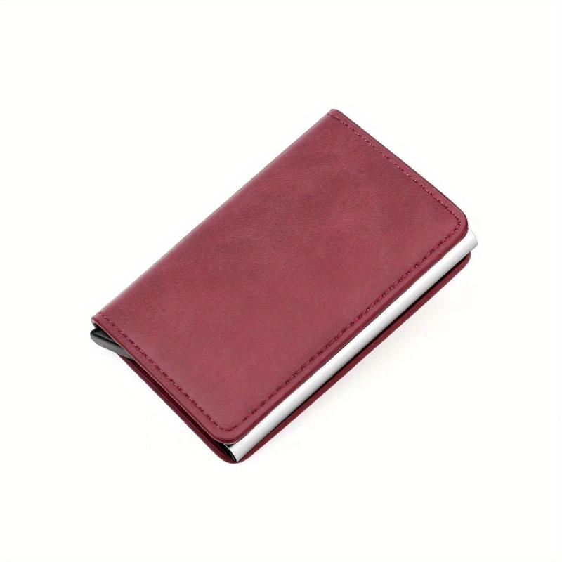 RFID Blocking Leather Credit Card Holder Auto Pop-Up Wallet