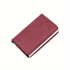RFID Blocking Leather Credit Card Holder Auto Pop-Up Wallet