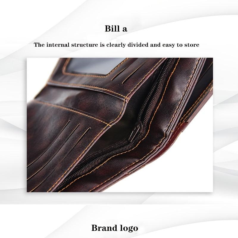 Men's Magnetic Snap Clutch Leather Wallet