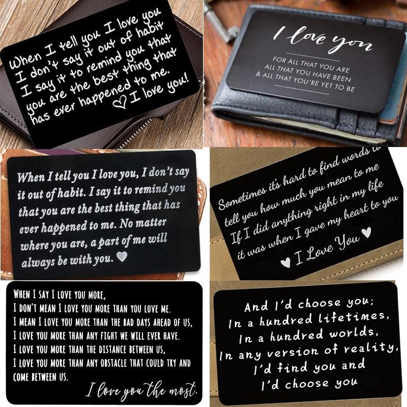Engraved I Love You Wallet Metal Card Wallet Insert