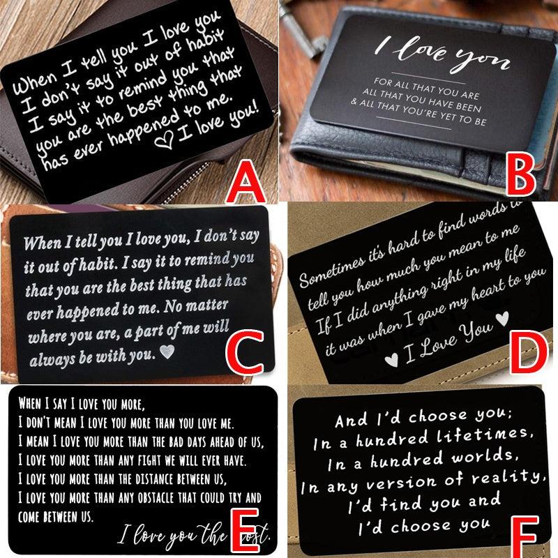 Engraved I Love You Wallet Metal Card Wallet Insert