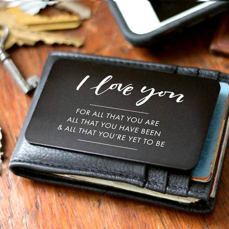 Engraved I Love You Wallet Metal Card Wallet Insert