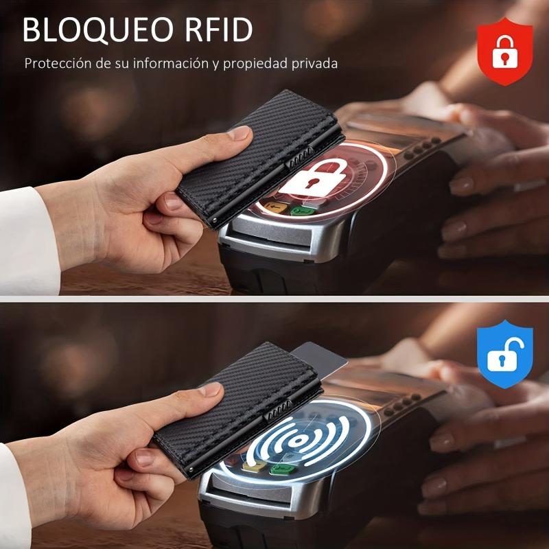 RFID Blocking Card Holder Wallet Carbon Fiber Pop Up Aluminum Card Holder