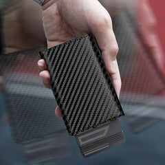 RFID Blocking Card Holder Wallet Carbon Fiber Pop Up Aluminum Card Holder