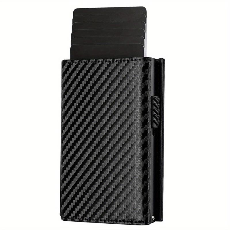 RFID Blocking Card Holder Wallet Carbon Fiber Pop Up Aluminum Card Holder