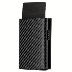 RFID Blocking Card Holder Wallet Carbon Fiber Pop Up Aluminum Card Holder