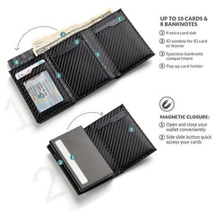 RFID Blocking Card Holder Wallet Carbon Fiber Pop Up Aluminum Card Holder