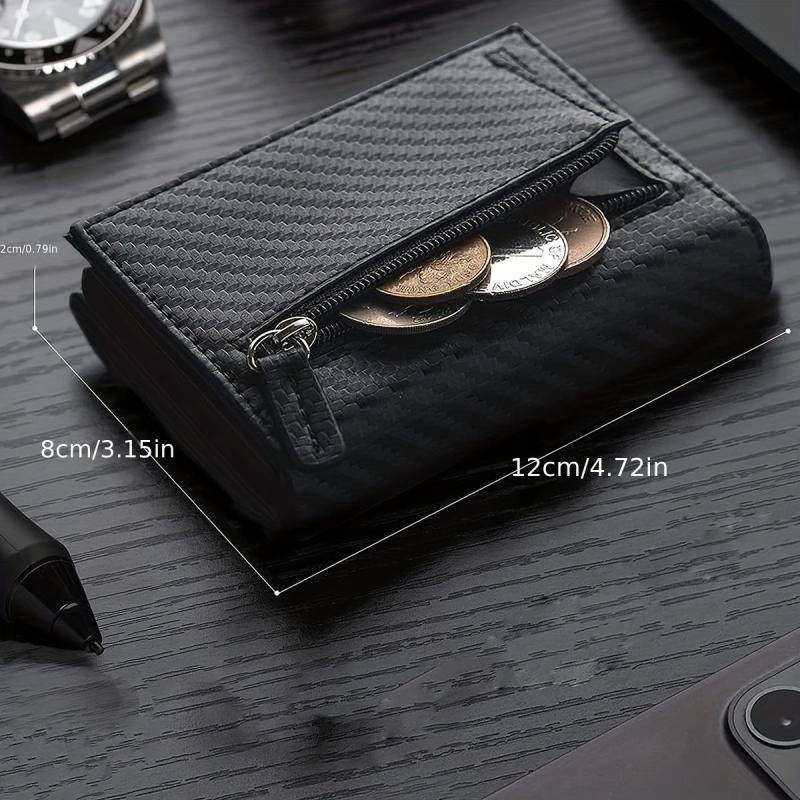 RFID Blocking Card Holder Wallet Carbon Fiber Pop Up Aluminum Card Holder