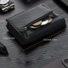 RFID Blocking Card Holder Wallet Carbon Fiber Pop Up Aluminum Card Holder