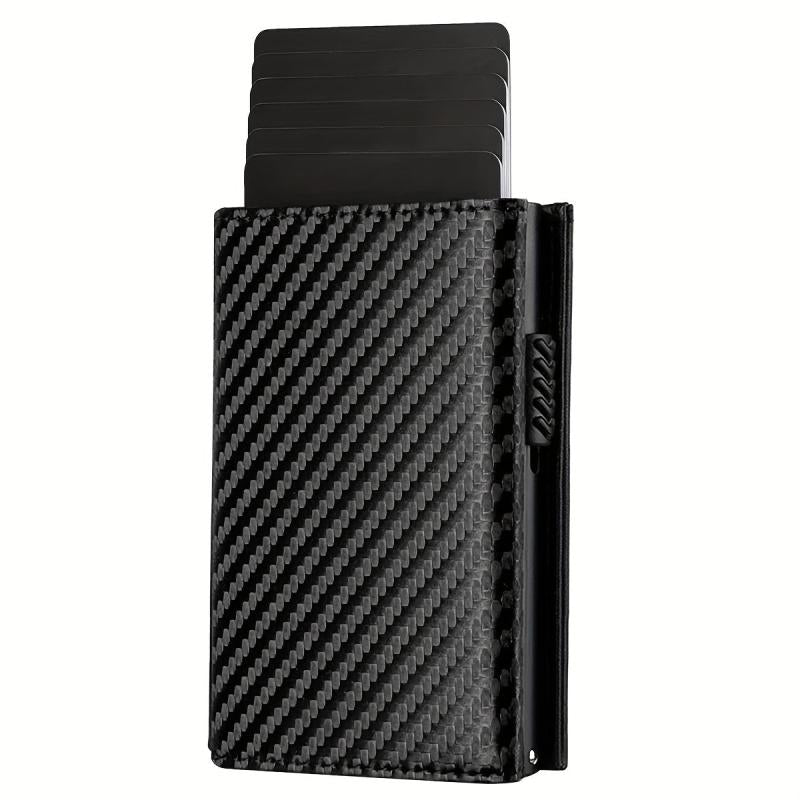 RFID Blocking Card Holder Wallet Carbon Fiber Pop Up Aluminum Card Holder