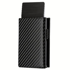 RFID Blocking Card Holder Wallet Carbon Fiber Pop Up Aluminum Card Holder