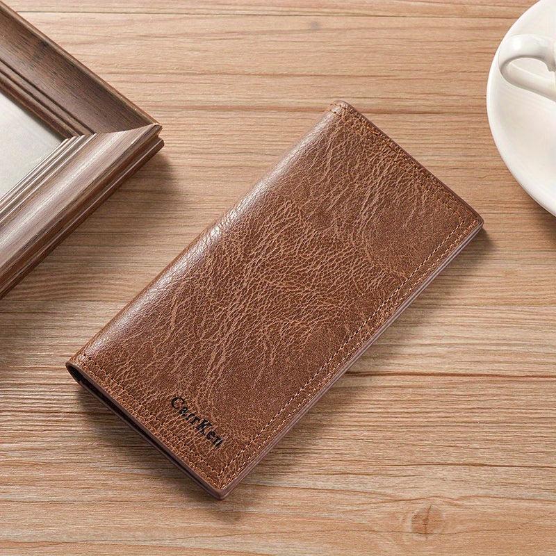 Men's Long Wallet Retro Style Brown PU Leather Wallet