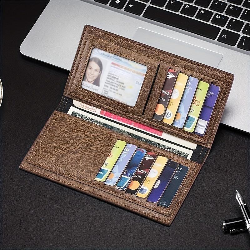 Men's Long Wallet Retro Style Brown PU Leather Wallet