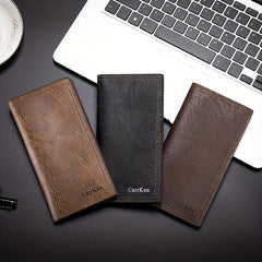 Men's Long Wallet Retro Style Brown PU Leather Wallet