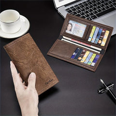 Men's Long Wallet Retro Style Brown PU Leather Wallet