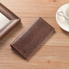 Men's Long Wallet Retro Style Brown PU Leather Wallet