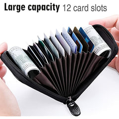 RFID Leather Credit Card Wallet with Zipper for Men