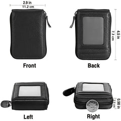 RFID Leather Credit Card Wallet with Zipper for Men