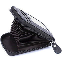 RFID Leather Credit Card Wallet with Zipper for Men