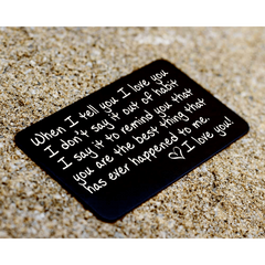 Engraved I Love You Wallet Card Insert Groom Gift Husband Anniversary Boyfriend