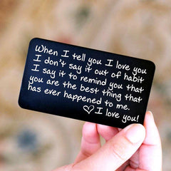 Engraved I Love You Wallet Card Insert Groom Gift Husband Anniversary Boyfriend