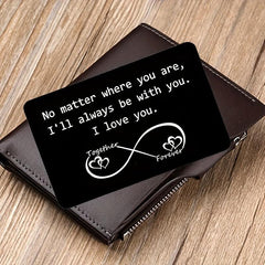 Engraved Aluminum Alloy Wallet Insert: Love Note Card for Him