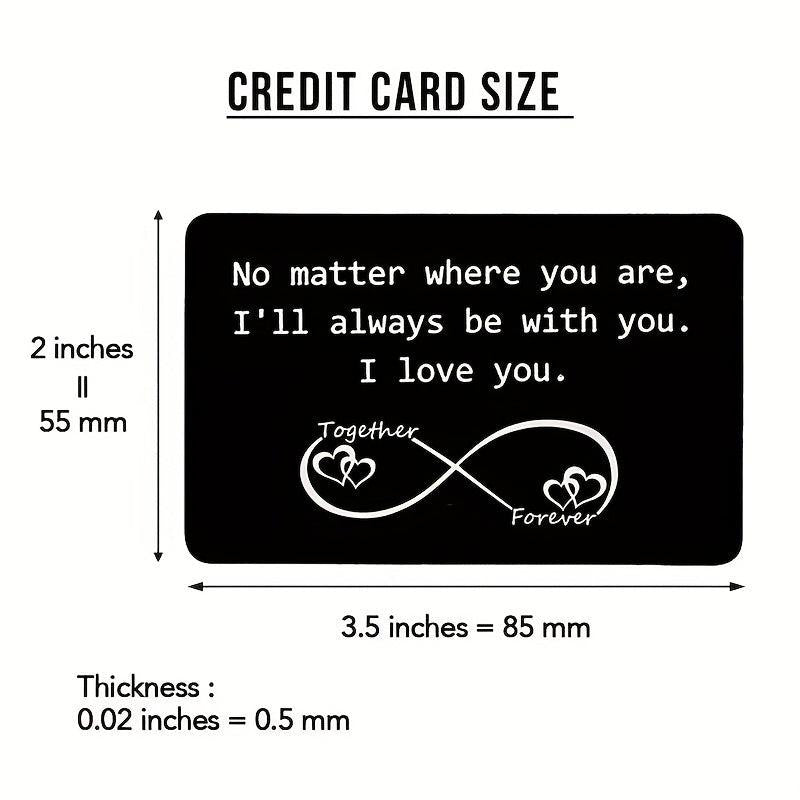 Engraved Aluminum Alloy Wallet Insert: Love Note Card for Him