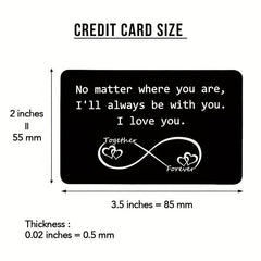 Engraved Aluminum Alloy Wallet Insert: Love Note Card for Him