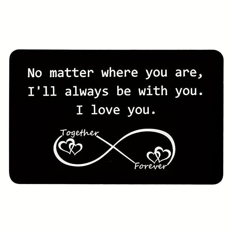 Engraved Aluminum Alloy Wallet Insert: Love Note Card for Him