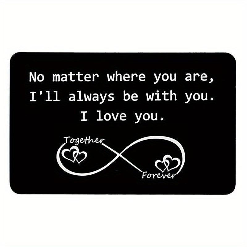Engraved Aluminum Alloy Wallet Insert: Love Note Card for Him