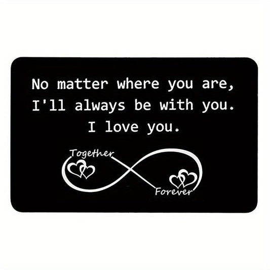 Engraved Aluminum Alloy Wallet Insert: Love Note Card for Him