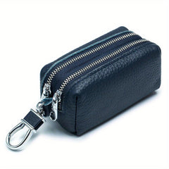 Large Capacity Leather Key Bag Double Zipper Coin Purse
