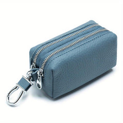 Large Capacity Leather Key Bag Double Zipper Coin Purse