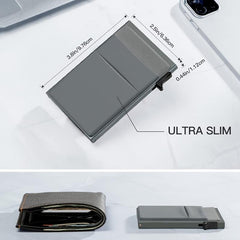 Men's RFID Wallet Card Holder Aluminum Side Push Card Box