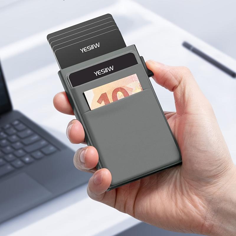 Men's RFID Wallet Card Holder Aluminum Side Push Card Box