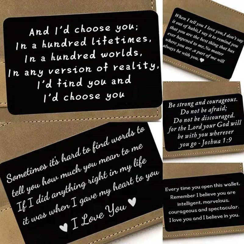 Engraved I Love You Metal Card Wallet Insert Gift For Him
