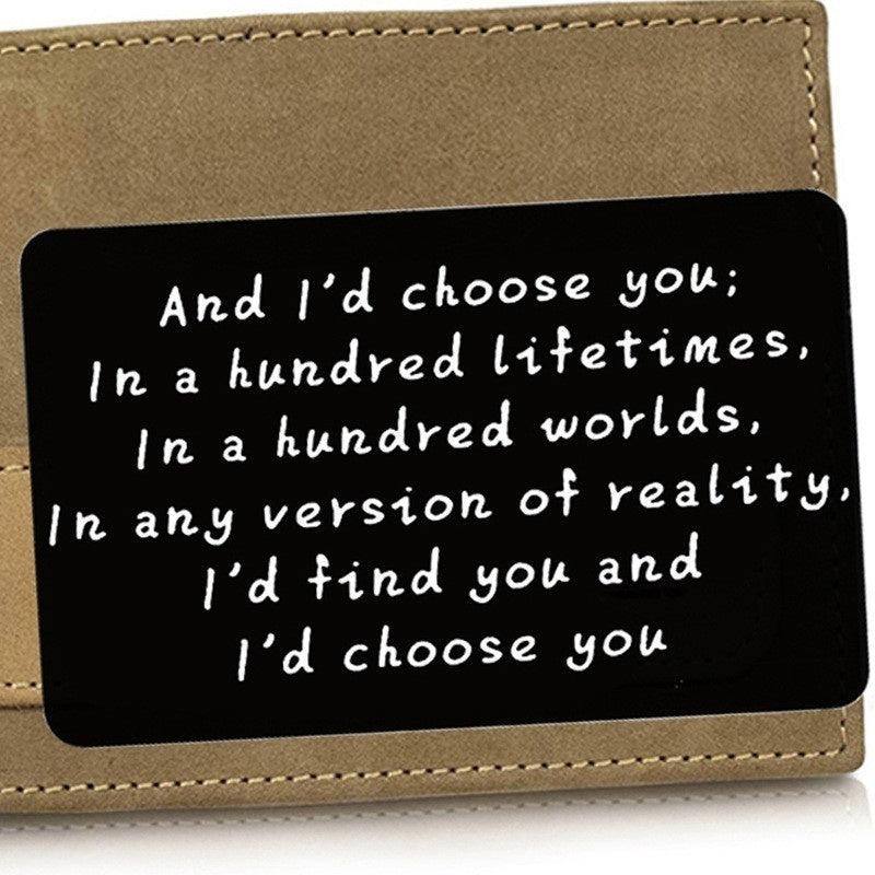 Engraved I Love You Metal Card Wallet Insert Gift For Him