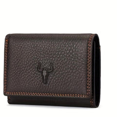 Men's Leather Wallet Tri fold Short Card ID Card Holder