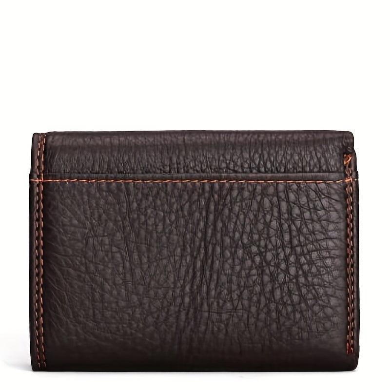 Men's Leather Wallet Tri fold Short Card ID Card Holder